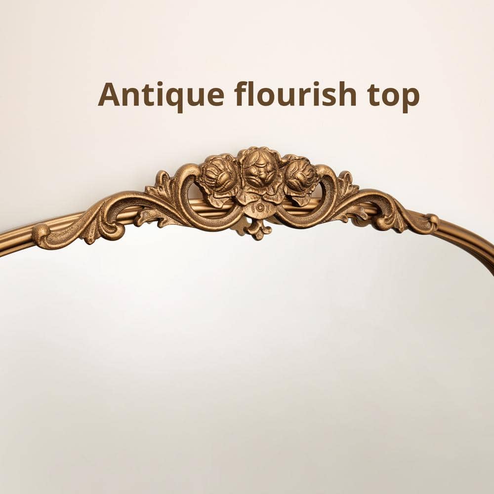 36" Round Gold Metal Frame Baroque Wall Mirror