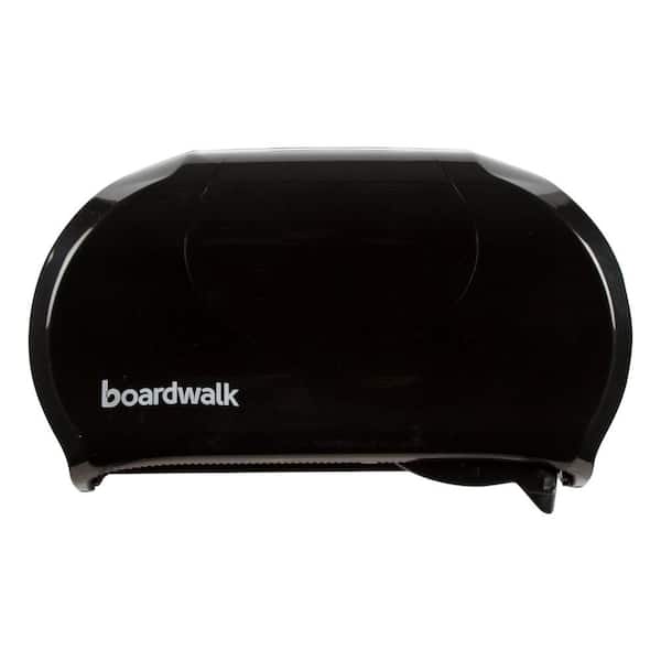 Boardwalk 13 in. x 8-3/4 in. Black Standard Twin Toilet Paper Dispenser