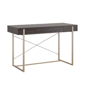 Walter Heights 47 in. Blade Walnut Writing Desk with Flip-Down Keyboard Drawer and Metal Frame