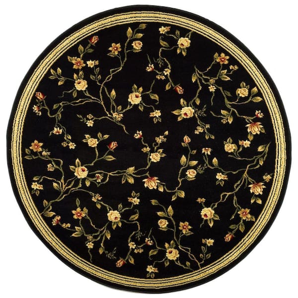 SAFAVIEH Lyndhurst Black 8 ft. x 8 ft. Round Border Area Rug