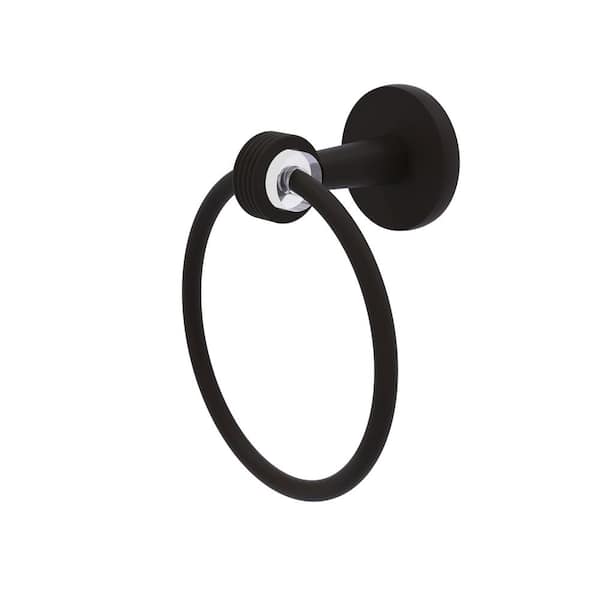 Allied Brass Clearview Collection Wall Mounted Towel Ring with Groovy Accents in Oil Rubbed Bronze