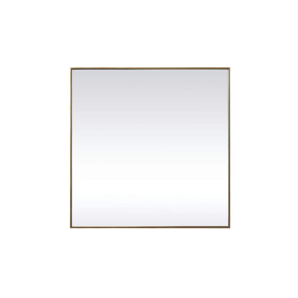 Timeless Home 42 in. W x 42 in. H x Modern Metal Framed Square Brass ...