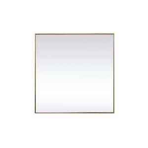 Timeless Home 42 in. W x 42 in. H x Modern Metal Framed Square Brass Mirror