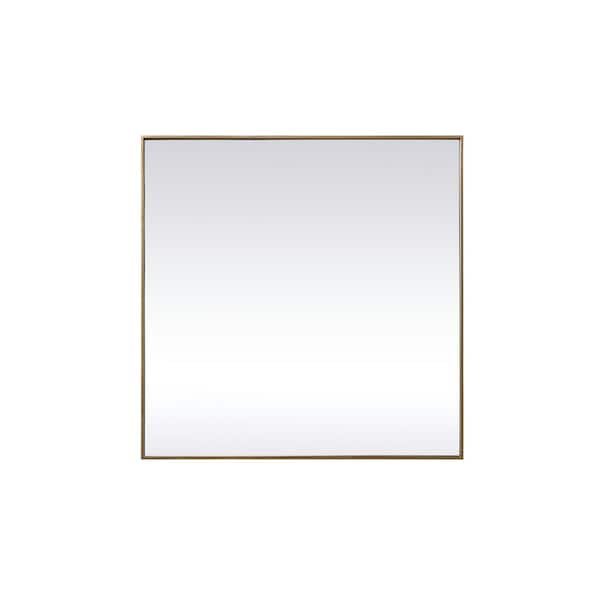 Unbranded Timeless Home 42 in. W x 42 in. H x Modern Metal Framed Square Brass Mirror