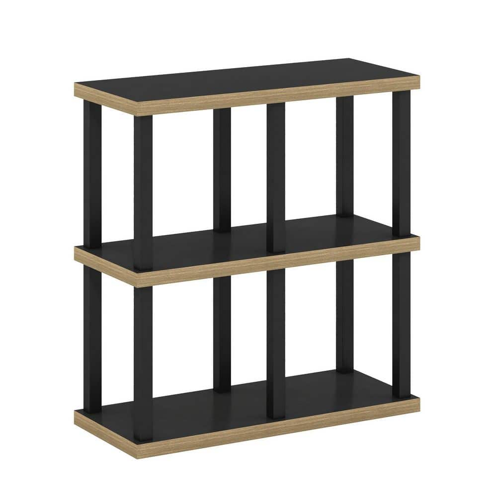 Turn-N-Tube 28 in. Wide Americano/Black No Tools 3-Shelf 4 Cube Etagere Bookcase