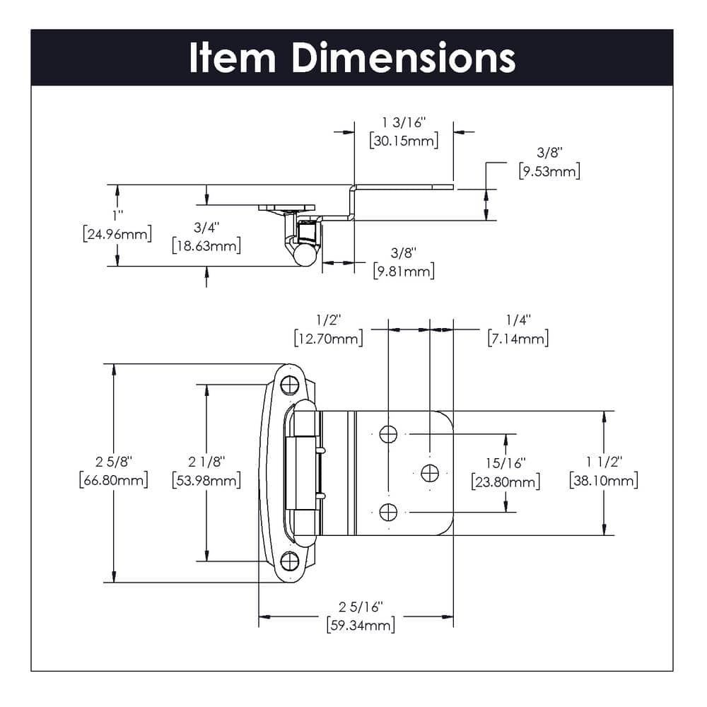 Polished Brass Self-Closing Cabinet Hinges with Screws