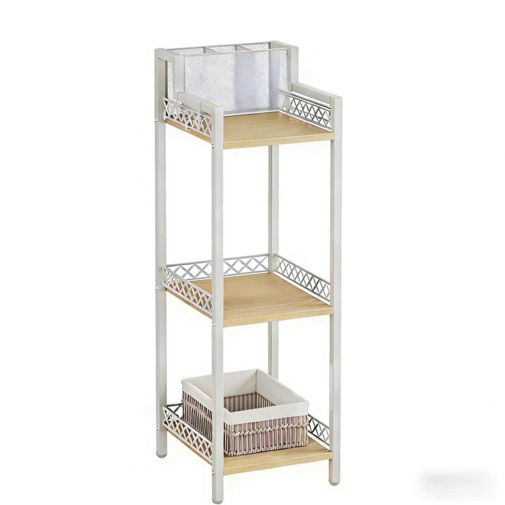 Floor Mount 3-Tier Vintage Cosmetic Storage Organizer, Freestanding Slim Corner Shelf for Vanity, in White price history on PriceWatchPro
