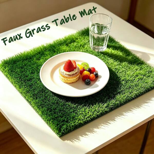 Agfabric 1 ft. x 1 ft. Green Artificial Grass Carpet 1.37 in. Mat