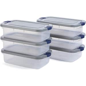 Roughneck 31 Qt/ 7.75 Gal Clear Stackable Storage Containers w/Grey Lids, 6-Pack