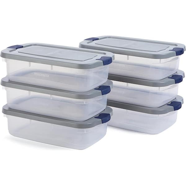 Rubbermaid Roughneck 31 Qt/ 7.75 Gal Clear Stackable Storage Containers w/Grey Lids, 6-Pack