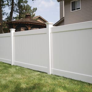 5 in. x 5 in. x 7 ft. White Vinyl Routed Fence Line Post