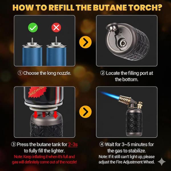 JFVKAF Zinc Alloy and Plastic Blue Jet Flame Antique Butane Torch