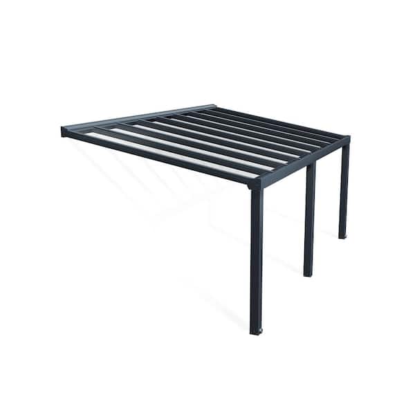 Stockholm 11 ft. x 19 ft. Gray/Clear Aluminum Patio Cover