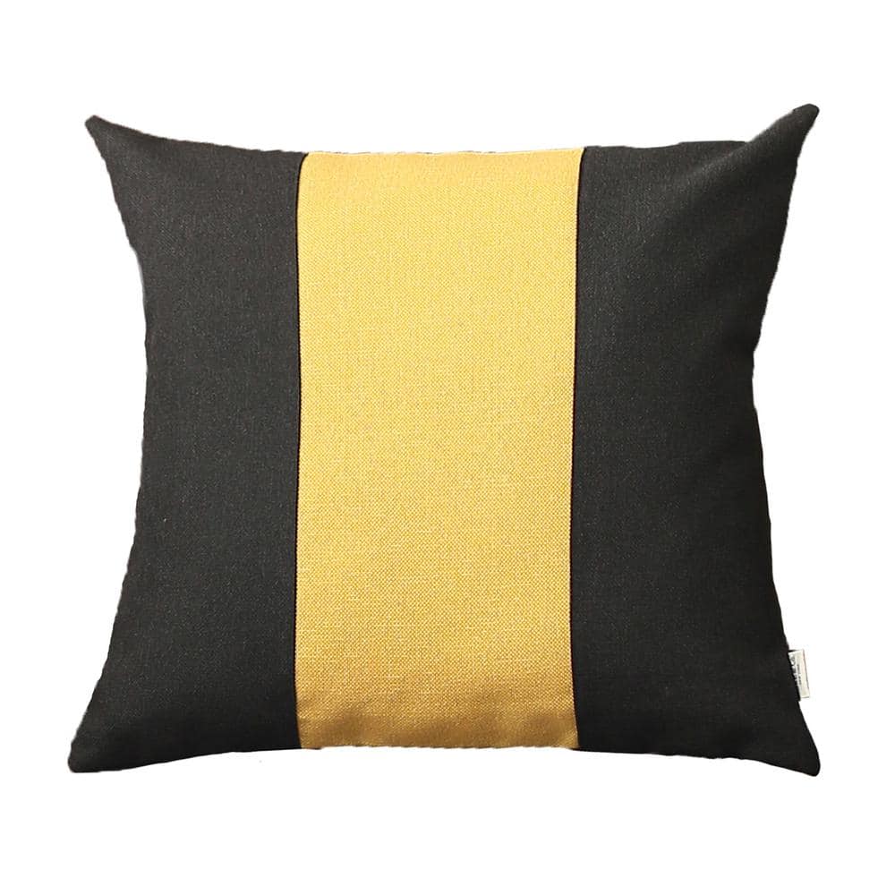 Boho-Chic Handcrafted Black and Yellow Jacquard Throw Pillow Cover 18" x 18"
