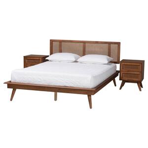 Nura 3-Piece Walnut Brown Wood King Bedroom Set