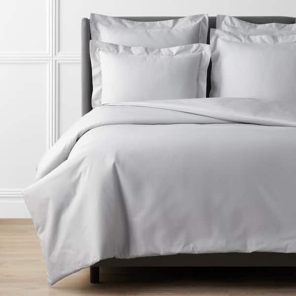 The Company Store Pearl Gray Solid Supima Cotton Percale Twin Duvet Cover