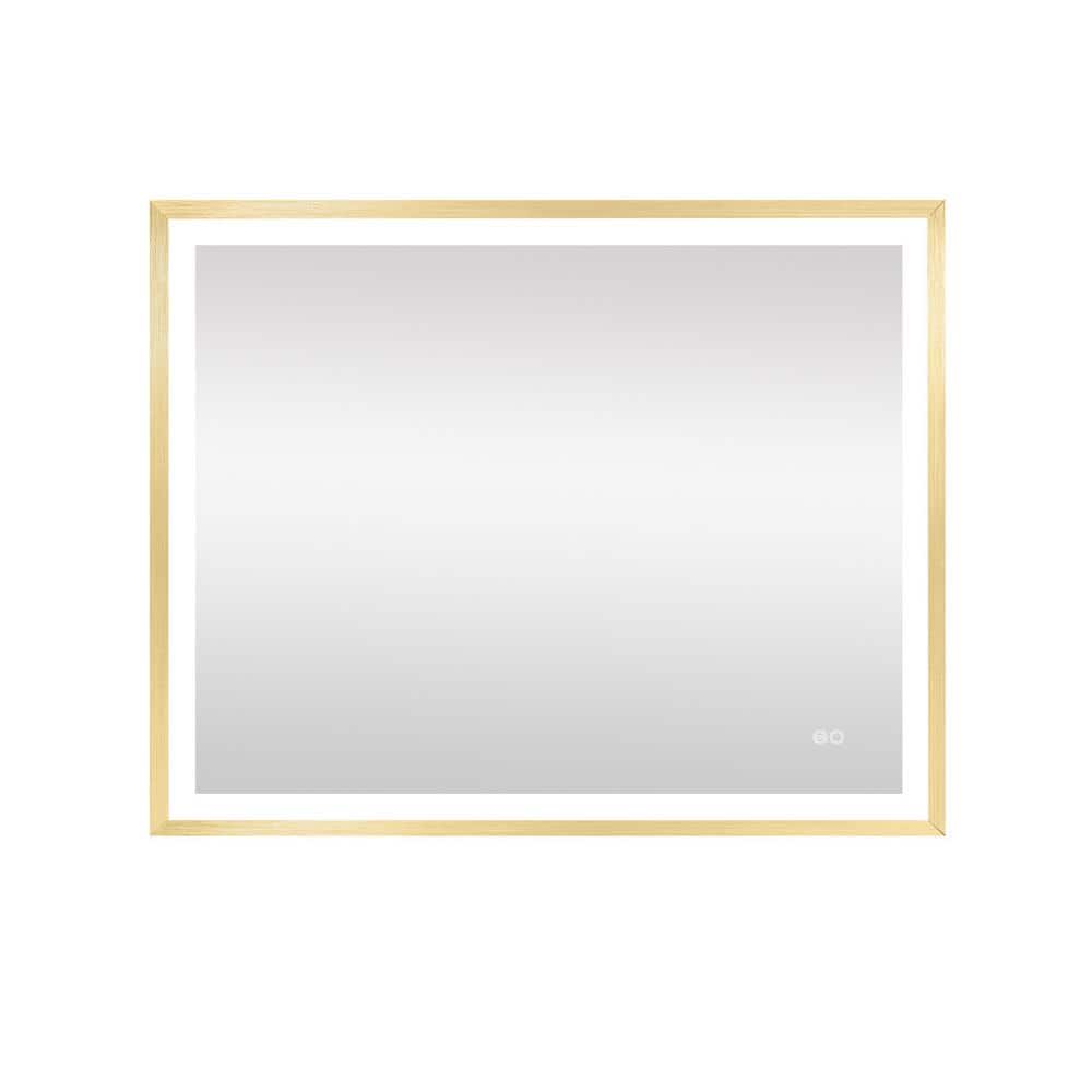 40 in. W x 32 in. H LED Rectangular Framed Wall Bathroom Vanity Mirror in G