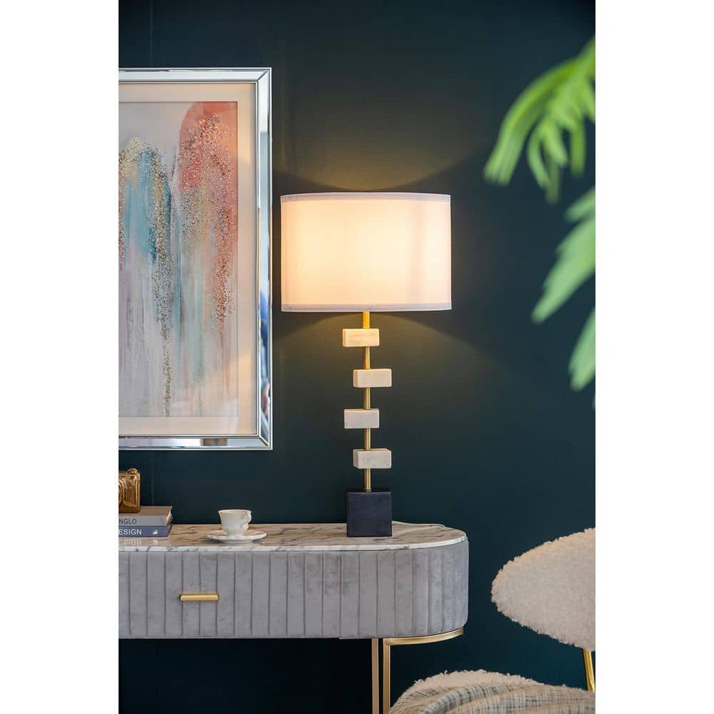 30 in. White Modern Integrated LED Table Lamp for Living Room, Bedroom and Office with White Metal Shad price history on PriceWatchPro