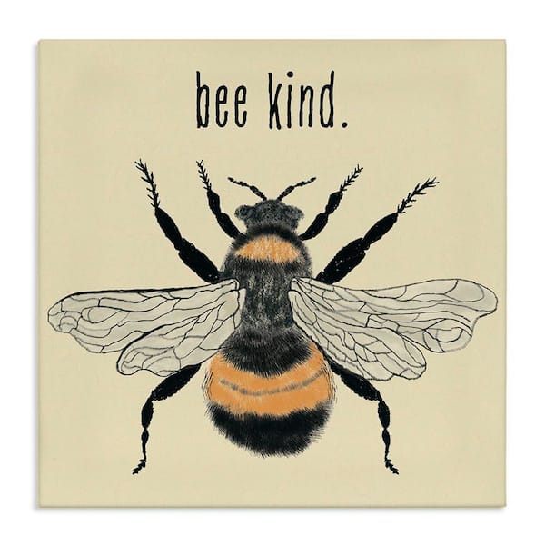 Stupell Industries Bee Kind Detailed Bumble by Carrie Cantwell Unframed Animal Graphic Art Print 36 in. x 36 in.