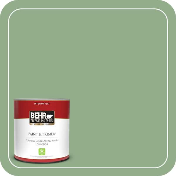 BEHR PREMIUM PLUS 1 qt. #MQ6-46 Flora Green Flat Low Odor Interior Paint & Primer