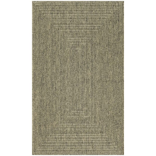 Nourison Tulum Olive 3 ft. x 5 ft. Linear Contemporary Area Rug