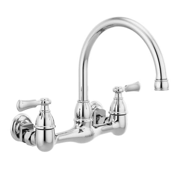 Peerless Elmhurst Two Handle Wall Mount Standard Kitchen Faucet in Chrome