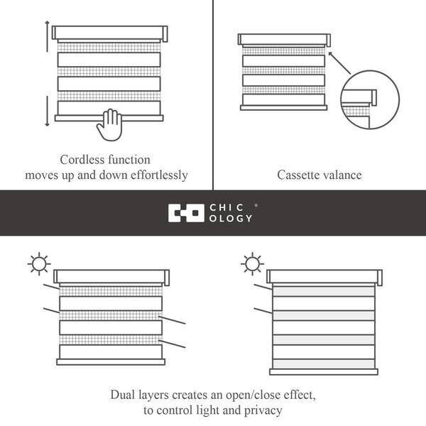 CHICOLOGY Dual Layer & Privacy Free-Stop Cordless Zebra Roller Shades 