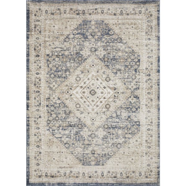 Kehleigh Abagail Cream 6 ft. 7 in. x 9 ft. 2 in. Oriental Polypropylene Indoor Area Rug