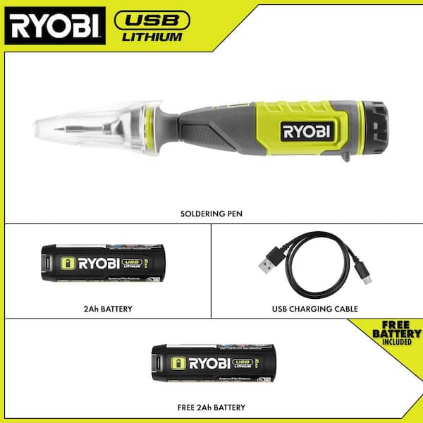 USB Lithium Soldering Pen Kit with USB Lithium 2.0 Ah Rechargeable Battery