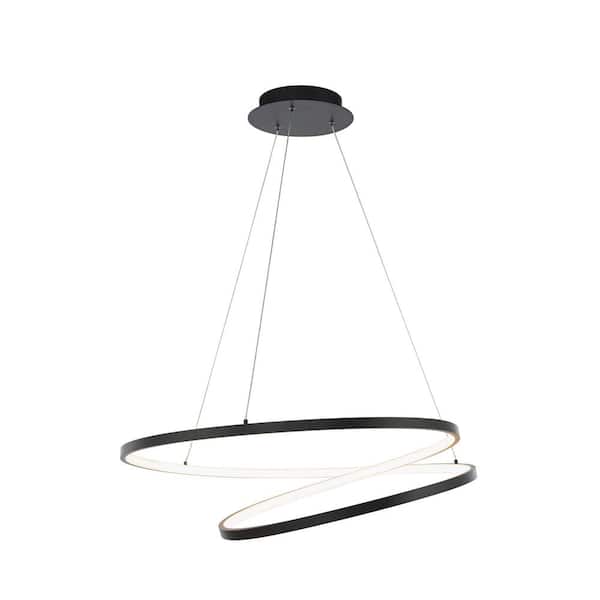 Unbranded Marques 47-Watt Integrated LED Black Statement Pendant Glass Shade
