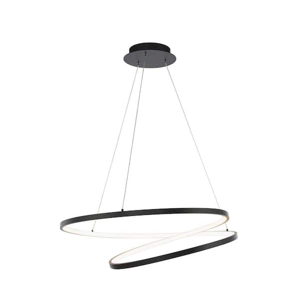WAC Lighting Marques 47-Watt Integrated LED Black Statement Pendant Glass Shade