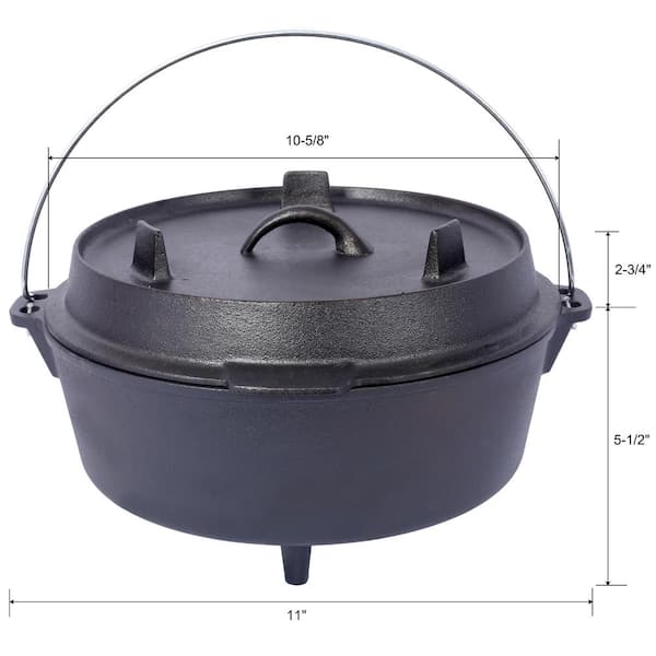 Wildaven 4.5 qt. Round Pre-Seasoned Cast Iron Dutch Oven in