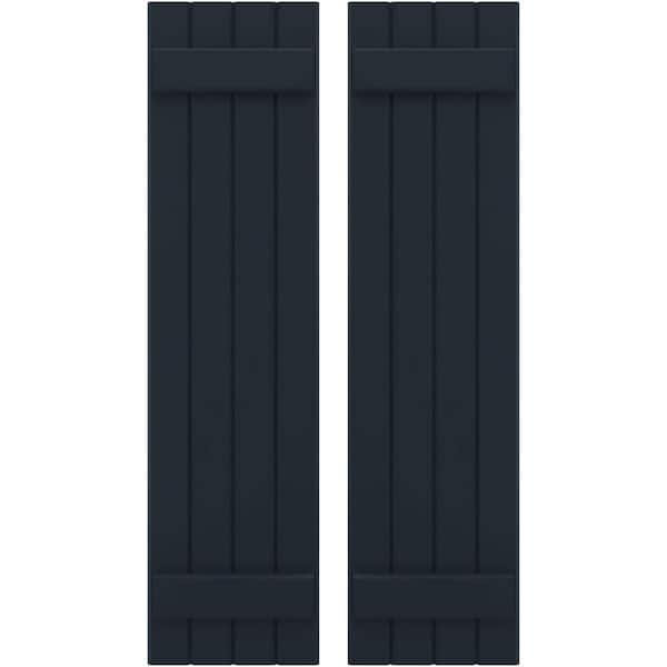 14 in. W x 60 in. H Americraft 4 Board Exterior Real Wood Joined Board and Batten Shutters Starless Night Blue