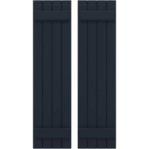 Ekena Millwork 14 in. W x 82 in. H Americraft 4-Board Exterior Real Wood Joined Board and Batten Shutters in Starless Night Blue