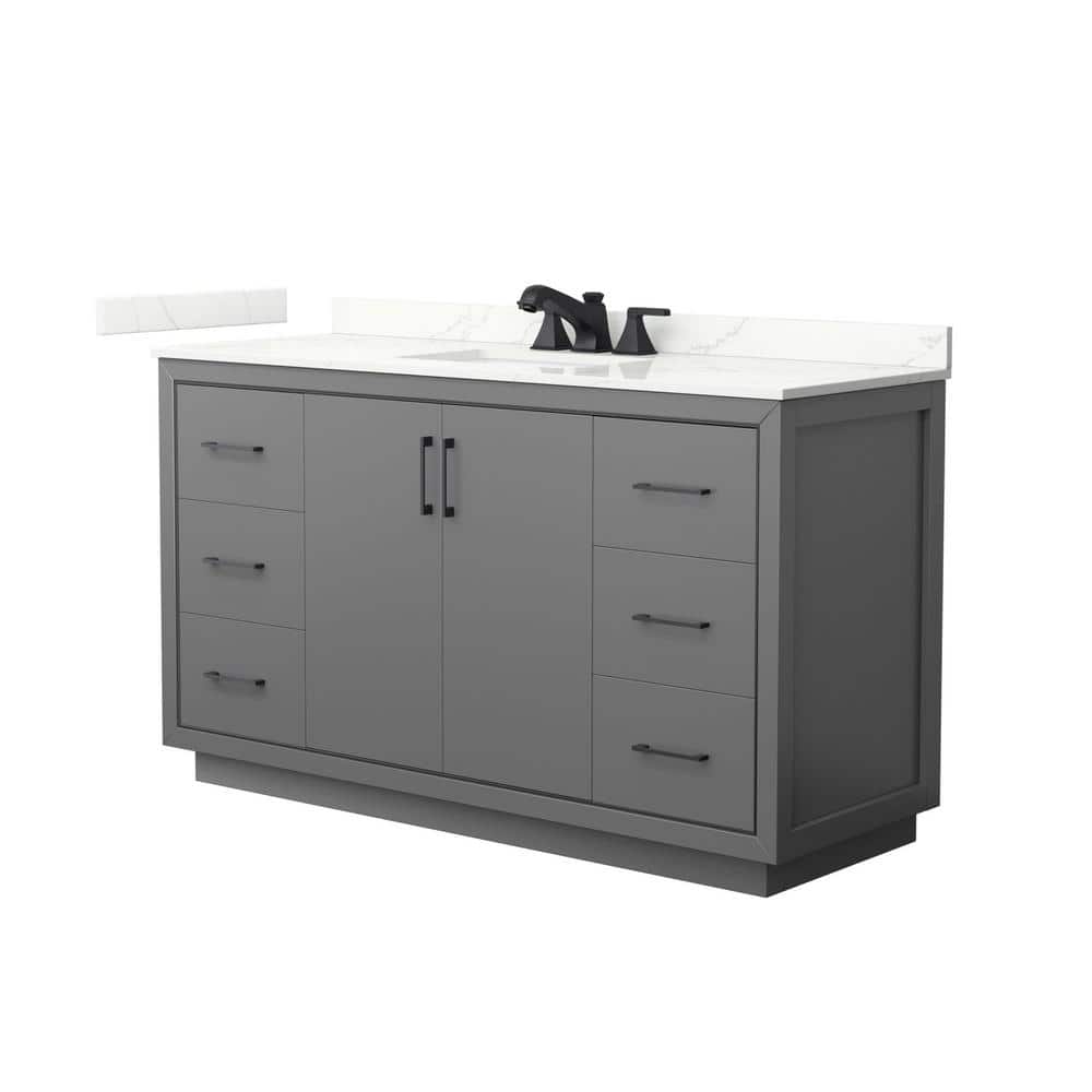 Icon 60 in. W x 22 in. D x 35 in. H Single Bath Vanity in Dark Gray with Giotto Quartz Top price history on PriceWatchPro