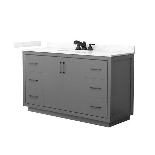 Wyndham Collection Icon 60 in. W x 22 in. D x 35 in. H Single Bath Vanity in Dark Gray with Giotto Quartz Top