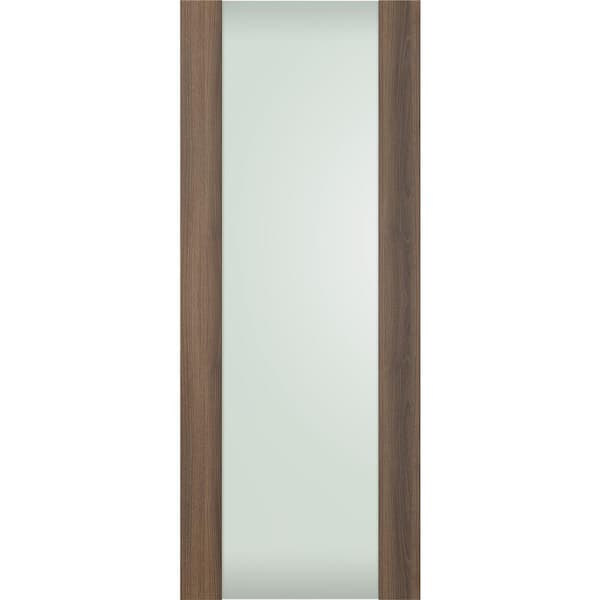 Belldinni Vona 202 24 in. x 80 in. No Bore Full Lite Frosted Glass Pecan Nutwood Finished Composite Wood Interior Door Slab