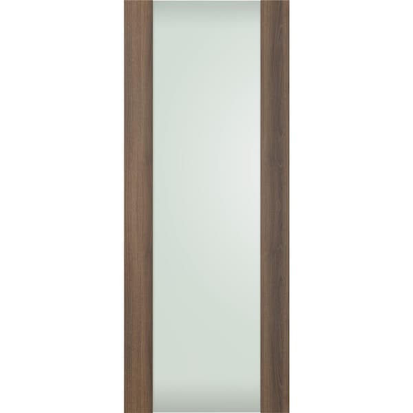 Belldinni Vona 202 30 in. x 80 in. No Bore Full Lite Frosted Glass Pecan Nutwood Finished Composite Wood Interior Door Slab