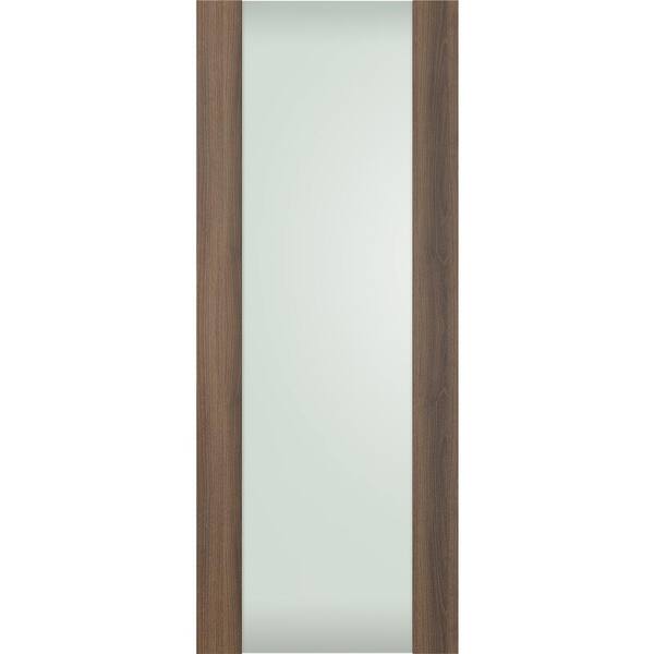 Belldinni Vona 202 32 in. x 80 in. No Bore Full Lite Frosted Glass Pecan Nutwood Finished Composite Wood Interior Door Slab