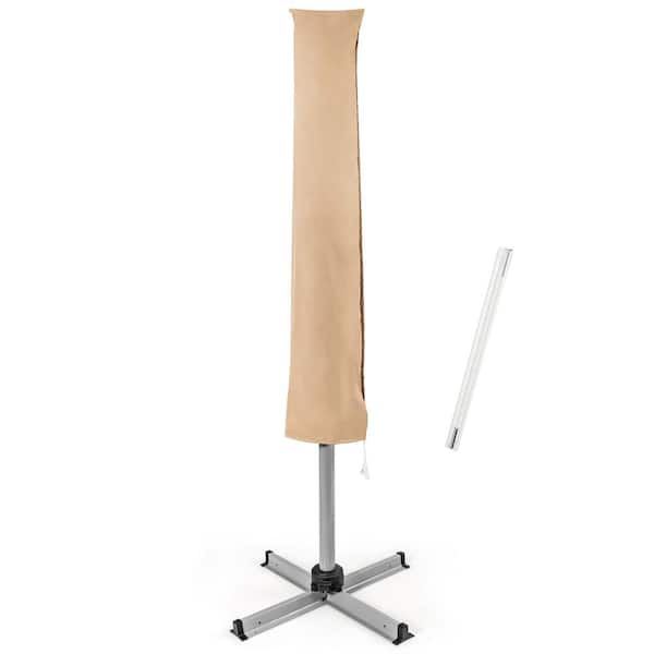 Costway 10ft Parasol Offset Cantilever Umbrella Cover Zipper Fiberglass Rod Outdoor