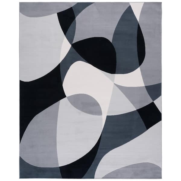 Odyssey 9 ft. x 12 ft. Gray/Black Ivory Abstract Geometric Area Rug