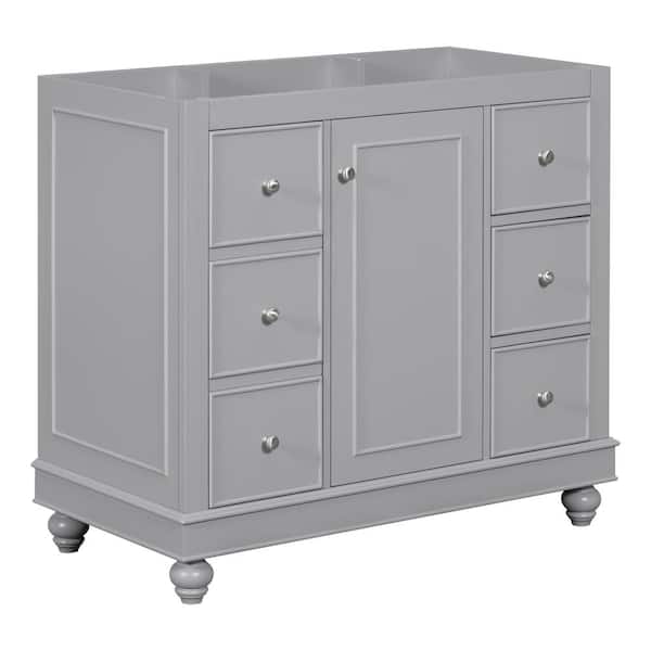 FAMYYT 36 in. W x 17.8 in. D x 32.9 in. H Bath Vanity Cabinet without Top in Gray