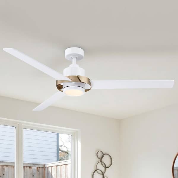 Parrot Uncle 60 in. White Downrod Mount Modern Propeller LED