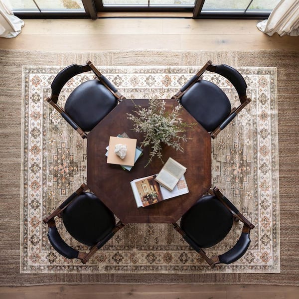 Barbary Distressed Machine Washable Beige 10 ft. x 14 ft. Indoor/Outdoor Patio Rug