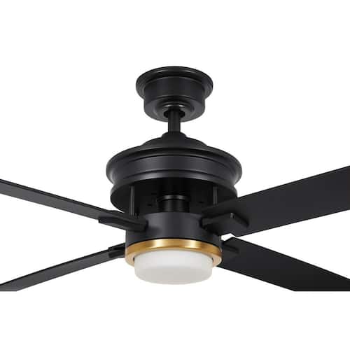 Lincolnshire 60 in. LED Matte Black Ceiling Fan with Light Home Decorators Collection Ceiling Fans With Lights