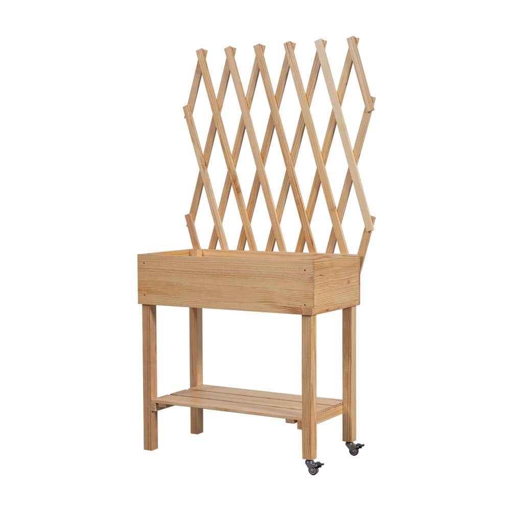 "70.9"" H x 21.5"" W Wooden Raised Planter Box with Trellis, Natural Wood Flower Pot Stand for Outdoor Garden & Patio Decor" price history on PriceWatchPro