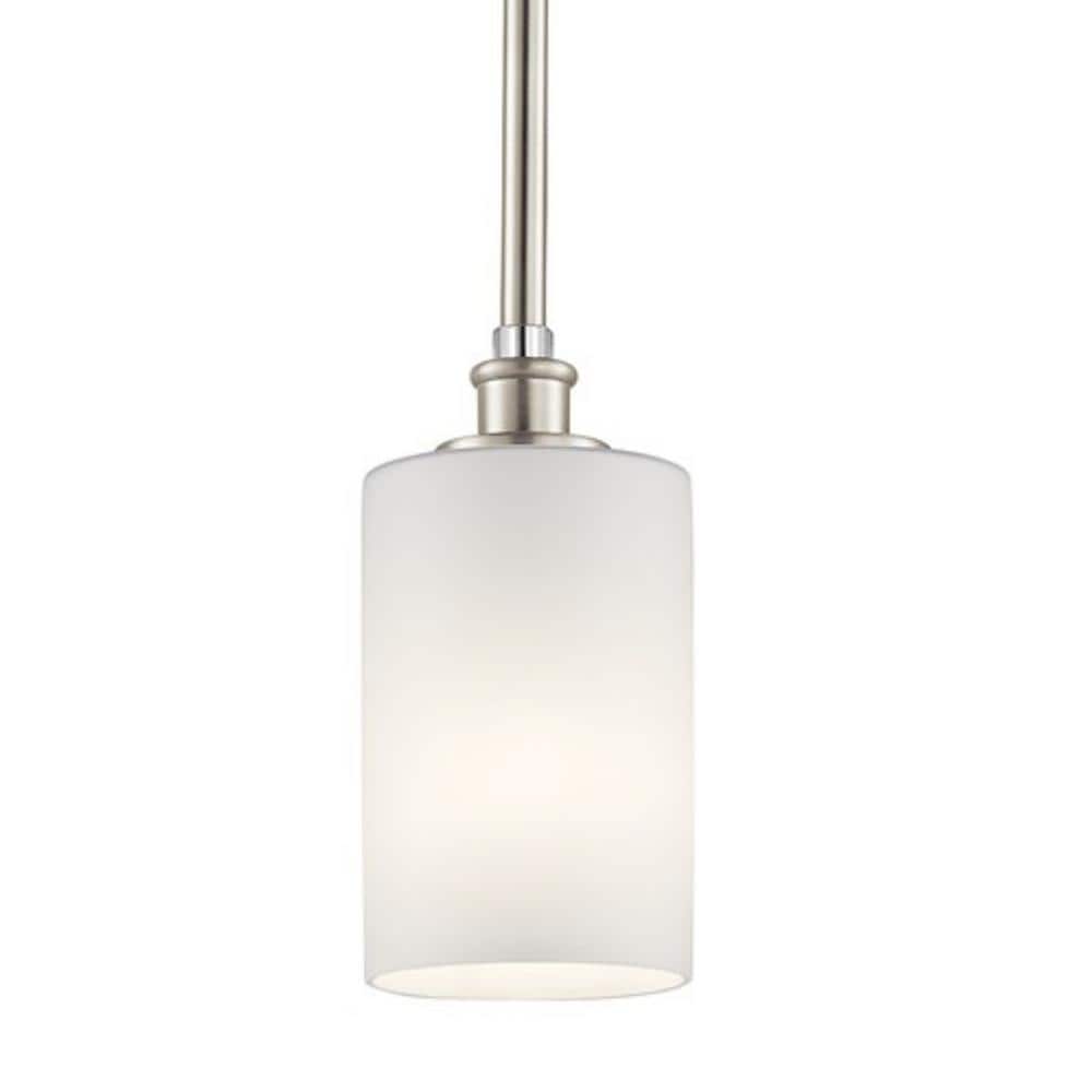 Transitional Joelson 4" Mini Pendant in Brushed Nickel with Opal Glass
