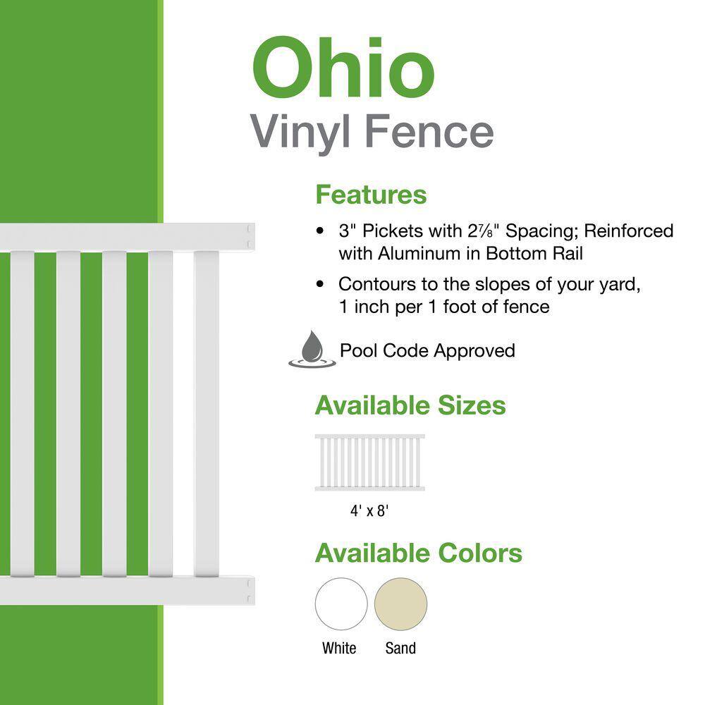 Terex 4-ft H x 8-ft W White Vinyl Flat-Top Fence Panel