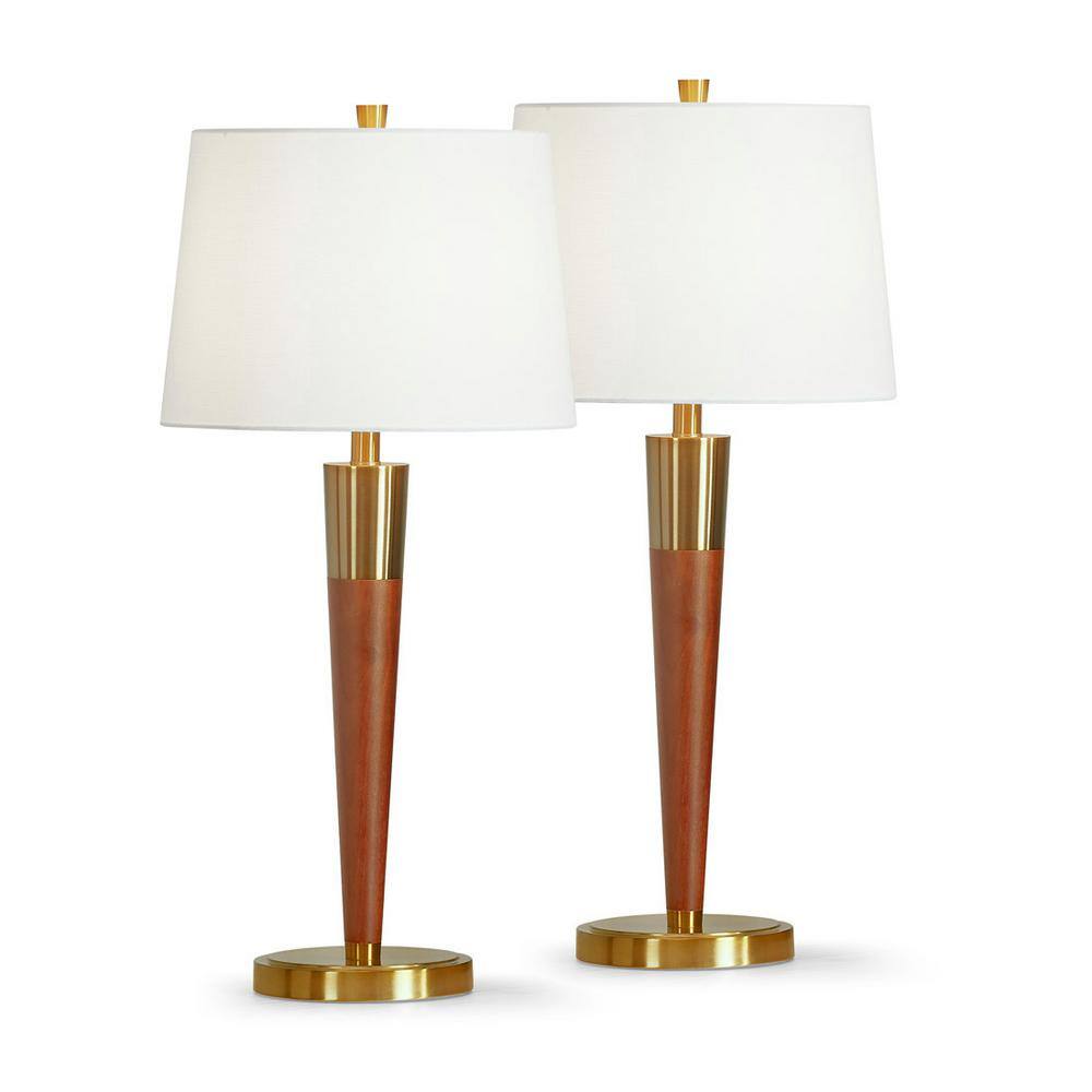Manhattan 30 in. Hardwood Table Lamp 2-Pieces Set -Brushed Brass price history on PriceWatchPro