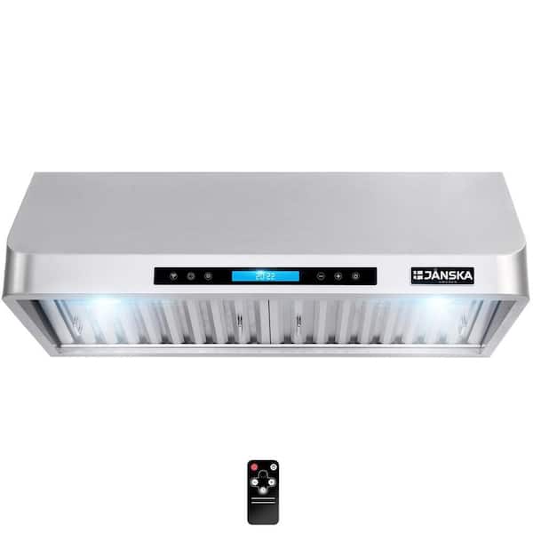 JANSKA 30 in. 900 CFM Ducted Under Cabinet Range Hood with Touch Display, LED Lights, and Permanent Filters in Stainless Steel